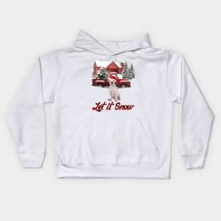 American Bulldog Let It Snow Tree Farm Red Truck Christmas Kids Hoodie